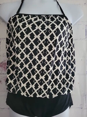 Apt. 9 Blusa Geométrica Blanca y Negra Traje de Baño de Una Pieza Talla XXL Halter Acolchado Foto 1 de 4