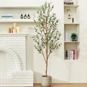 6ft Artificial Olive Tree Plant Faux Silk Greenery Pot for Home or Office Decor - Picture 1 of 8