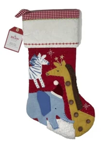 Pottery Barn Kids Safari Animals Quilted Christmas Stocking_New With Tag - Picture 1 of 12