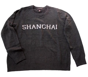 Maglione maglia girocollo grafica Victoria's Secret "SHANGHAI" taglia L antracite - Foto 1 di 4