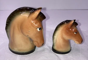 Porcelain Horse Head Salt & Pepper Shakers Souvenir Nebraska Vintage Jerome's Te - Picture 1 of 8