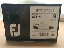 FootJoy Women's FJ Traditions Cap Toe Golf Shoes sz 9 in White / Black (97912)