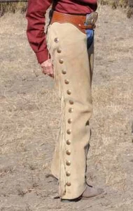 Pantalones de cuero de gamuza nativos americanos rodeo montaña occidental gorra de vaquero - Imagen 1 de 4