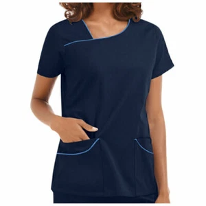 S-2XL Damen Schlupfkasack Kasack Kurzarm Arbeitskleidung Damenkasack Pflege Top - Bild 1 von 16