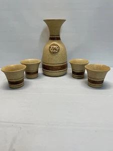 Vintage Robert Maxwell Pottery Craft Vino Wine Carafe W/glasses - Picture 1 of 3