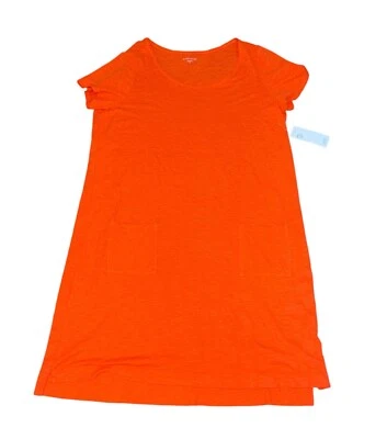 Eileen Fisher Hemp Organic Cotton Twist T-Shirt Dress Orange Size Large Minimal - Image 1 of 4