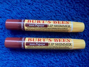 2 BURT'S BEES Papaya LIP SHIMMER Balm Discontinued Shade Sealed Collectable Lot - Picture 1 of 4