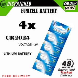 4 x Eunicell CR2025 3V Lithium Coin Cell Battery 2025 DL2025 BR2025 Batteries - Picture 1 of 1