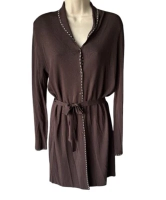 NWT Venini Long Sleeve Belted Long Cardigan Womens Size Small Brown Button Down - Image 1 of 4