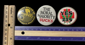 1950S-80S VINTAGE PIN BUTTON LOT #1 (3) SUMMERS SPRING BREAK MARIJUANA WM 92024 - Picture 1 of 2