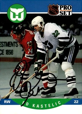 Ed Kastelic - Firmado 1990-91 Pro Set Tarjeta #450 Foto 1 de 2