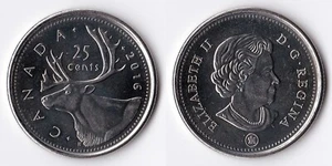 2016 CANADA CARIBOU QUARTER, ROYAL CDN MINT 25 CENTS COIN, CIRC, CANADIAN SELLER - Picture 1 of 3