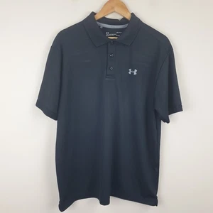 Under Armour Polo Shirt Mens XL Black Loose Heatgear Collared Top - Picture 1 of 10