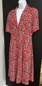 J. Crew Womens Button Front Midi Dress Red Heart Pockets Sz 6 Short Sleeve - Picture 1 of 13