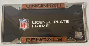 TELAIO TARGA CINCINNATI BENGALS arancione nero glitterato 12" x 6 NUOVO sigillato - Foto 1 di 2