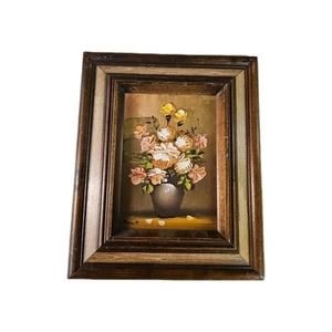 Small Vintage Floral Signed Framed Oil Painting - Picture 1 of 5