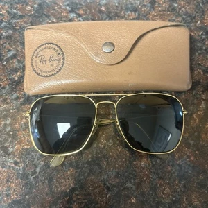 58mm VINTAGE B&L RAY BAN GOLD PLATED G15 CARAVAN AVIATOR SUNGLASSES w/CASE MINT - Picture 1 of 7