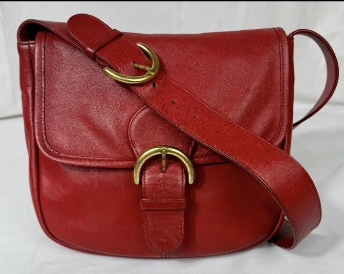 😎😎VTG 罕见 Coach 红色 LEGACY BEDFORD SADDLE 邮件翻盖 LTR 肩包 4164 — 第 1/4 张图片