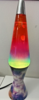 Lava Lamp Original Lamp White Wax Colored Glass Galaxy Base Schylling 17" - Image 1 of 4