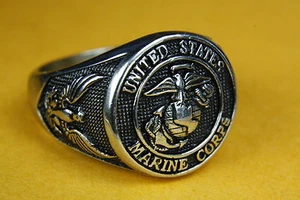 U.S.NAVY UNITED STATES US Marine Corps Seal Ring Military Men's Ring 137 - Bild 1 von 5