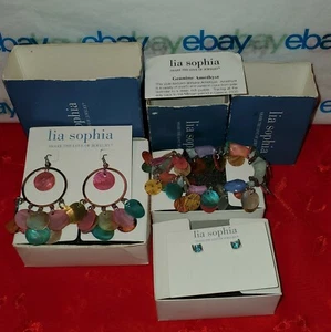 Lia Sophia Fruity Pebbles Genuine Amazonite,  Amethyst & MOP Stretch Bracelet - Picture 1 of 12