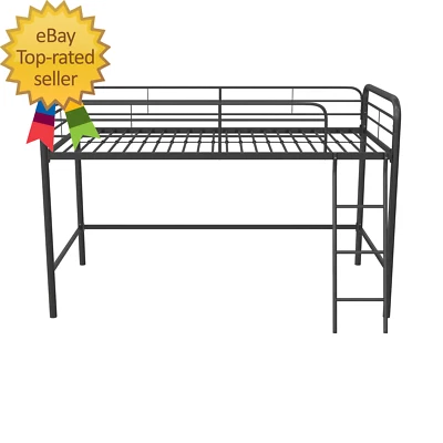 Jett Junior Twin Metal Loft Bed, Black - Image 1 of 4