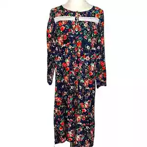 The Vermont Country Store Long Sleeve Floral Print Pullover Dress size Medium - Picture 1 of 5