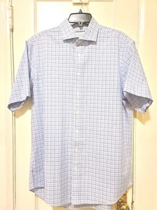 Charles Tyrwhitt Non-Iron Dress Shirt Men's Size 16.5 Blue Check Nearly New - Picture 1 of 5