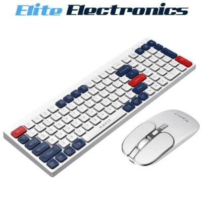 Havit Dual-Mode Wireless 2.4Ghz + Bluetooth Keyboard & Mouse - White - Image 1 of 4