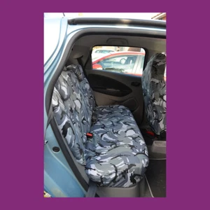 Tailored Waterproof Rear Back Bench Grey Camo Seat Covers for Renault Zoe 2012+ - Picture 1 of 2