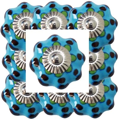 Möbelknöpfe Set 6-8-10 STK   Möbelgriffe Blau Bunt Keramik Knöpfe Möbelknopf 94 - Bild 1 von 3