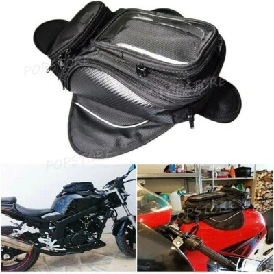 Black Magnetic Motorcycle Motorbike Oil Fuel Tank Bag Waterproof Saddlebag Phone - Image 1 of 4