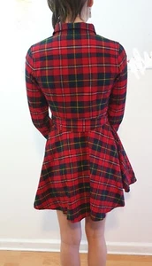 Short red dress with a belt, Size S (0233) - Picture 1 of 5