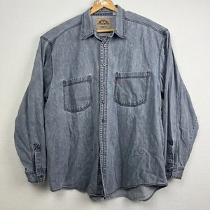 Camicia uomo vintage Levis moderna autentica grigia con bottoni taglia XL manica lunga - Foto 1 di 18