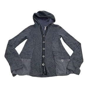 Free People Hooded Cardigan Sweater Women’s XS Gray Knit Long Sleeve Button Up - Picture 1 of 9