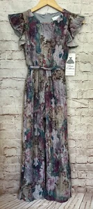 RARE EDITIONS Big Girl Lurex Jumpsuit Size 12 Silver Metallic Glitter Flutter - Picture 1 of 6