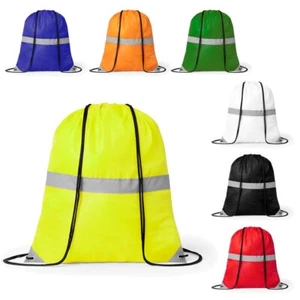 Reflective High Viz Hi Visibility Drawstring Rucksack Bag Backpack Tote Night - Picture 1 of 23