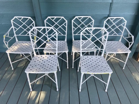 VNTG BROWN JORDAN CALCUTTA 6 CHAIRS FAUX BAMBOO CHINESE CHIPPENDALE MID CENTURY Cover