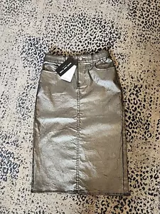 NWT Marc New York Coated Denim Silver Stretch Skirt Size 2 - Picture 1 of 7
