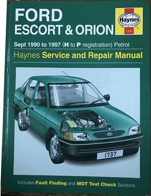 Ford Escort mk5 Orion Haynes Repair Manual 1990-1997 Cabrio Van 1.3 1.4 1.6 1.8 - Image 1 of 4