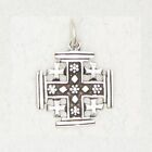 Tiny Cross of Jerusalem .925 Sterling Silver Medieval Christian Pendant