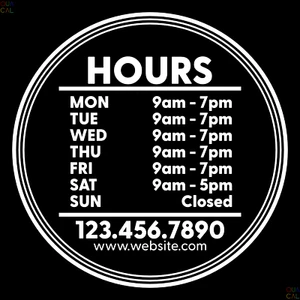 Custom Company Business Sign Store - Hours Phone Web - Vinyl Decal Sticker Sign - Picture 1 of 8