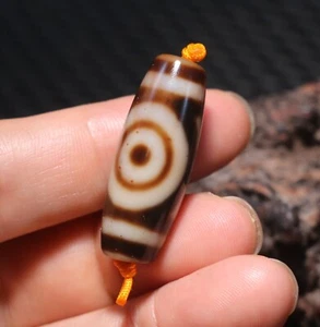 Energie Tibetischer alter Achat rote Zinnober Punkte Himmel&Erde dZi Perlen Amulett 天珠良品 5A+ - Bild 1 von 11