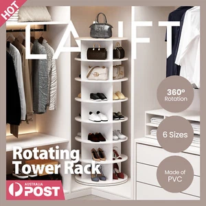 Lauft 360 Swivel Rotating Shoe Rack Tower Book Storage Organizer Display Stand - Picture 1 of 10