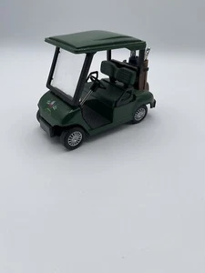 Neu 4,5" Kinsfun Golfwagen mit Schlägern Druckguss Metall Modell Caddy Spielzeugauto grün - Bild 1 von 6