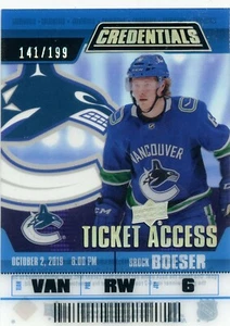 2019-20 Upper Deck Credentials Ticket Access Acetate #TA-BB Brock Boeser 141/199 - Bild 1 von 2