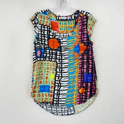 Túnica Jams World feminina alta-baixa tamanho pequeno colorida havaiana gola redonda SS - Imagem 1 de 4