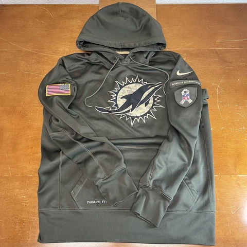 Miami Dolphins Hoodie Mens Large Green Camo NFL Salute To Service Nike Football Cover