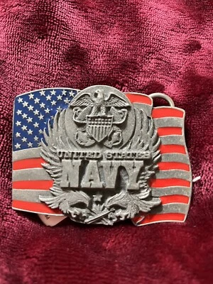Cinturón de águila bandera militar de la Marina de los Estados Unidos de colección 1991 hebilla por Siskiyou Foto 1 de 4