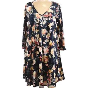 NWT Floral velvet long sleeve Medium dress. Flower print swing dress - Picture 1 of 4